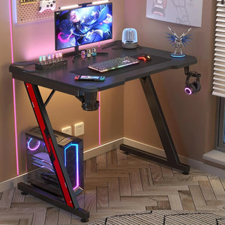 WoodWise Gaming Computer Desk with Carbon Fiber Surface - Shop WoodWise