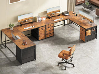 WoodWise L-Shaped Computer Desk with 5 Drawers - Shop WoodWise