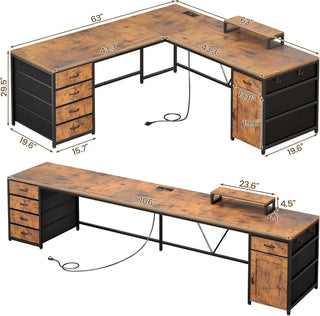 WoodWise L-Shaped Computer Desk with 5 Drawers - Shop WoodWise