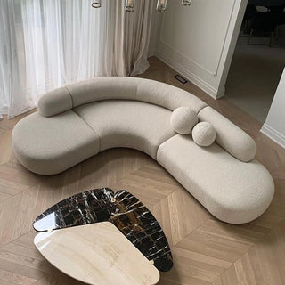 Modern Furniture Curved Sofa Set Fabric Round White Living Room Apartment Boucle Semi-Circular Sofa Italian Minimalist Sofa