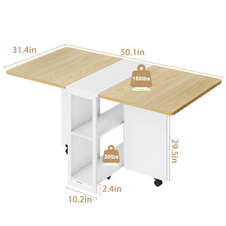 WoodWise Folding Dining Table with Storage Racks - Shop WoodWise