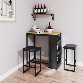 WoodWise 3-Piece Dining Table Set with 3 Storage Shelves - Shop WoodWise