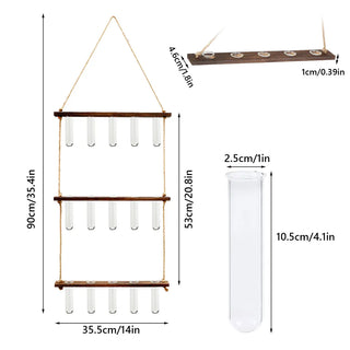 WoodWise 3-Tier Wall Hanging Terrarium Mini Test Tube Flower Vase - Shop WoodWise