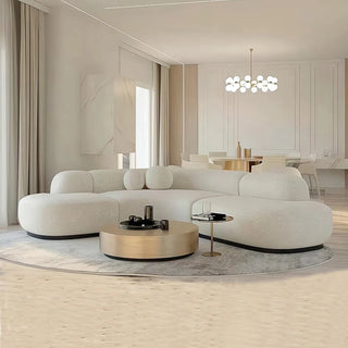 Modern Furniture Curved Sofa Set Fabric Round White Living Room Apartment Boucle Semi-Circular Sofa Italian Minimalist Sofa